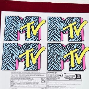 MTV Music Television ZEBRA Logo Vinyl Stickers Retro Y2K Waterproof Decals 4pc